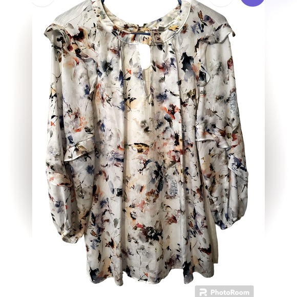 Anthropologie Dolan Floral 3/4 length Ruffle  Sleeves Blouse, size M - Picture 4 of 8
